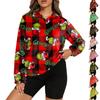 Women's Stand Collar Pullover Long Sleeve Top Christmas Print Sports Top