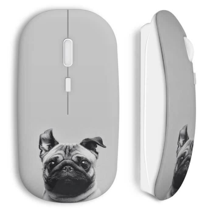 Souris Sans Fil Chien bulldog cute black white