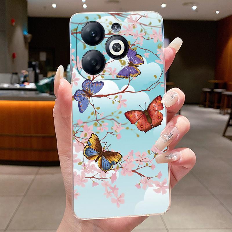 Для Tecno Spark 20 20C Spark GO 2024 BG6 Чехлы для телефона Fundas Бабочка Бант Задняя крышка Мягкий силикон Прозрачный ТПУ Желейный чехол