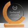 Crystal and Wood Trophy with Free Engraving - Excellence Award and Commemorative Plaque for Employee Recognition and Competitions.