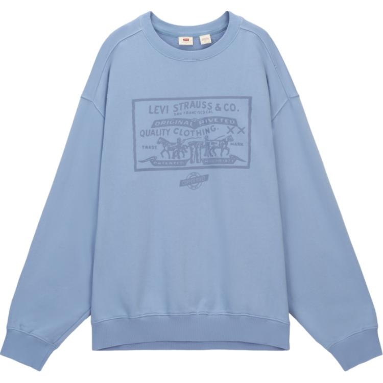 Толстовка мужская Levis Loose Fit с круглым вырезом, с принтом, повседневная, с длинным рукавом, синяя 0019A-0002