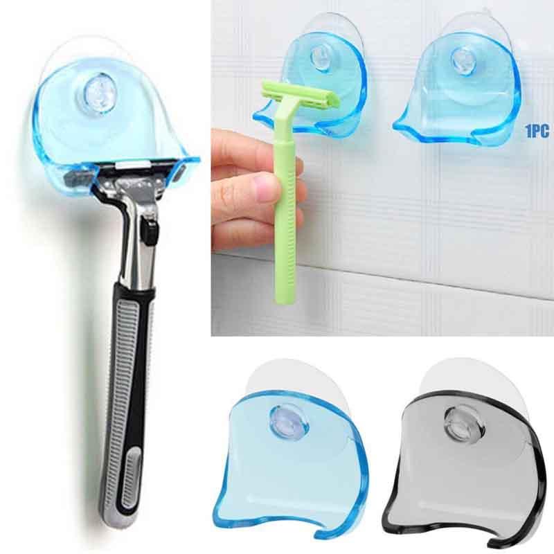 Stylish Plastic Super Suction Cup Razor Organizer With Space Saving Design For Bathroom