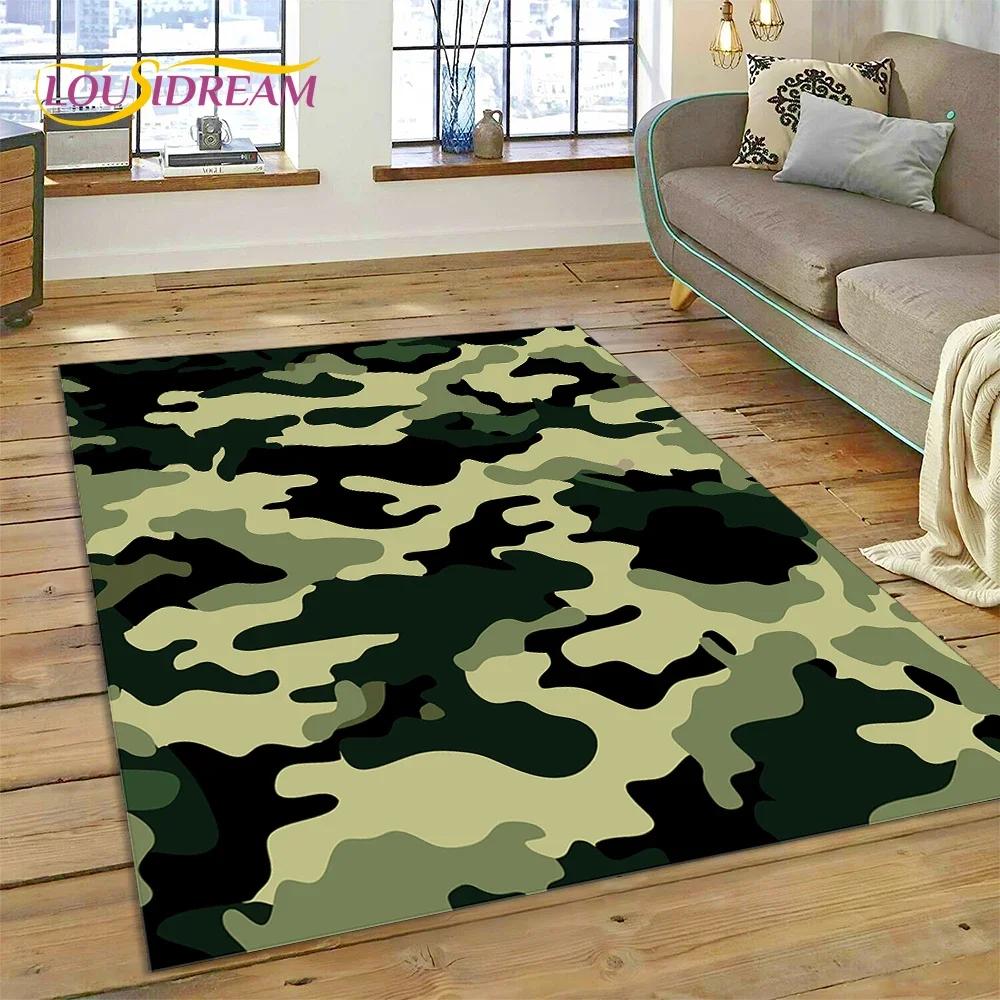 3D Colorful Camo Green Camouflage 2025 Style Carpet Rug for Living Room Bedroom Home Sofa Decoration Area Rug Non-slip Floor Mat