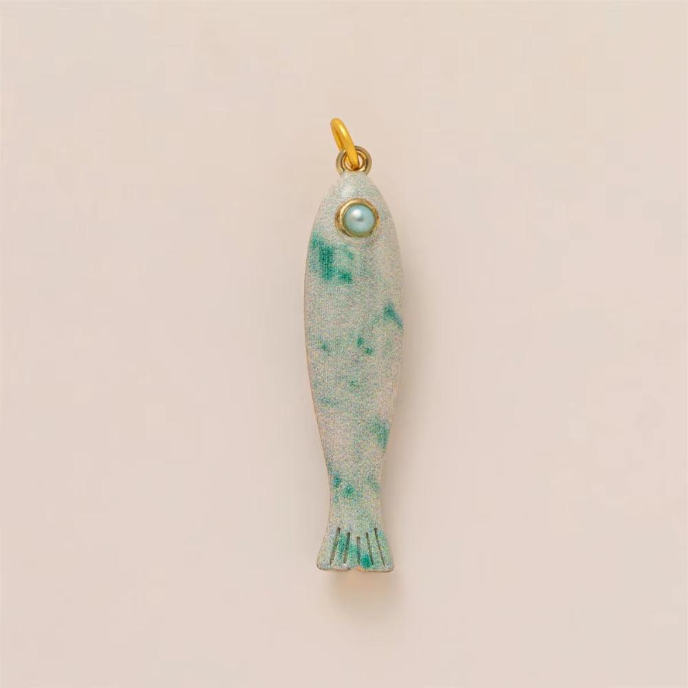 14K Gold Color Fish Pendant Beach Series Fish Animal Charms Fish Ocean Jewelry Jewelry Making