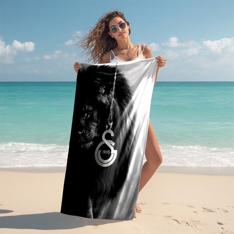 proof beach towel with Galatasaray Sk logo pattern - soft,absorbent,quick-drying,machine washable - perfect for swimming,camping,bathing