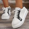 Women's Vulcanized PU Lace Up Platform Women's Sports Outdoor Oversized Walking Casual Shoes Women's