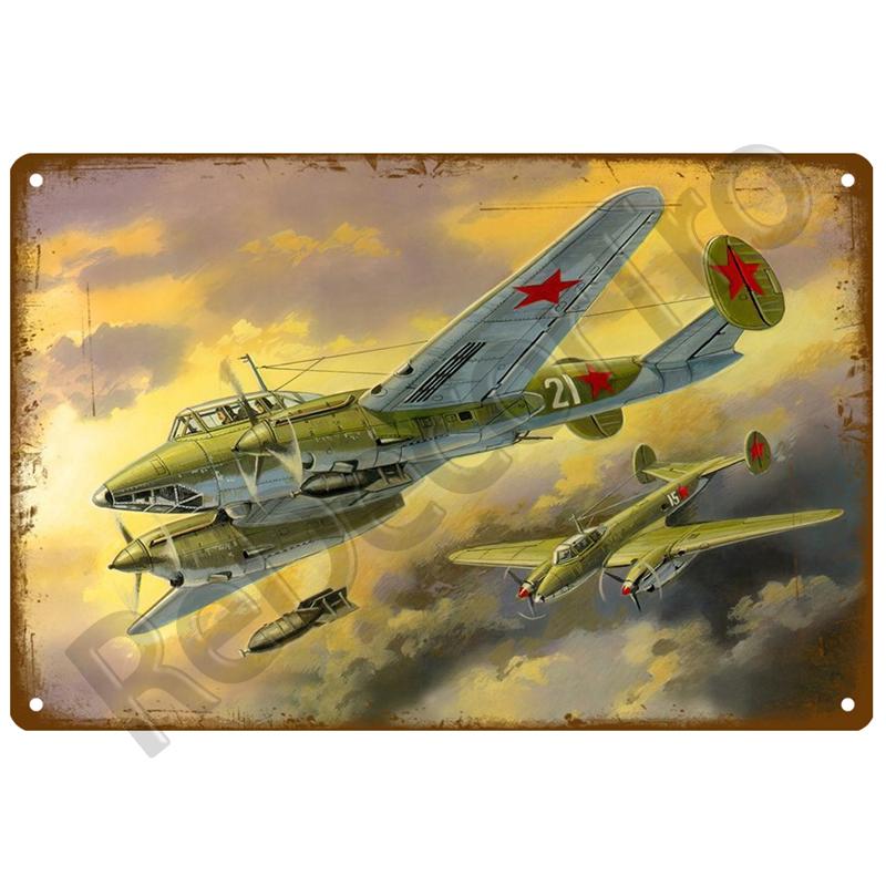 Airplane Retro Decorative House Metal Sign Plate Posters On The Wall Tin Sign Vintage Poster Decor Wall Art Room Decoration