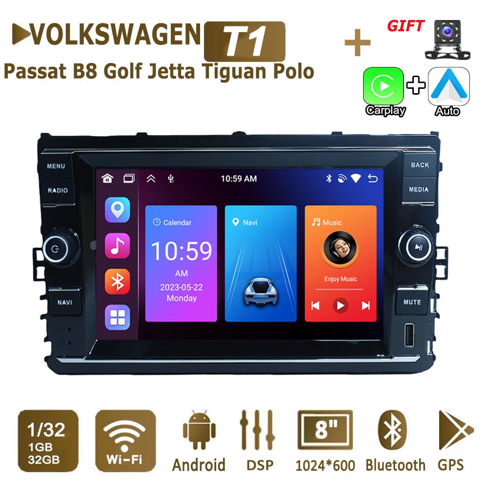 8-дюймовый автомобильный радиоприемник Android для Volkswagen 2019-2021 Passat B8 Golf Mk7 T-Cross Jetta Tiguan Polo Auto Multimedia Stereo Navigation 2+64 ГБ