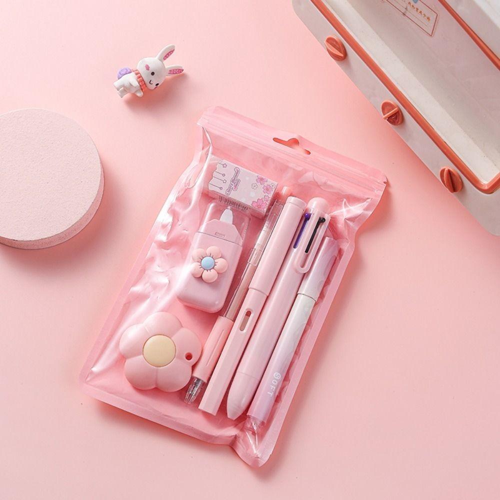 Cartoon Stationery Set Cute Pencil Eraser Correction Tape Ball-point Pen School Office Writing Supplies Gift Stationery