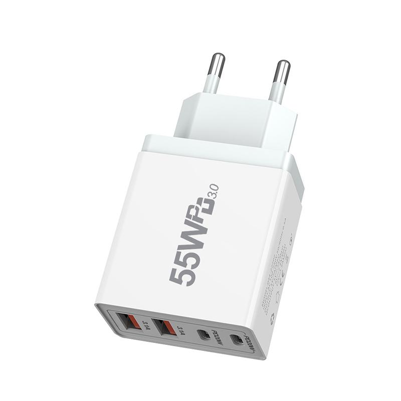 55 Вт GaN USB-зарядное устройство Быстрая зарядка EU/US/UK/AU Вилка Адаптер для зарядки телефона Для iPhone Xiaomi Samsung QC 3.0 Type C PD Настенное зарядное устройство