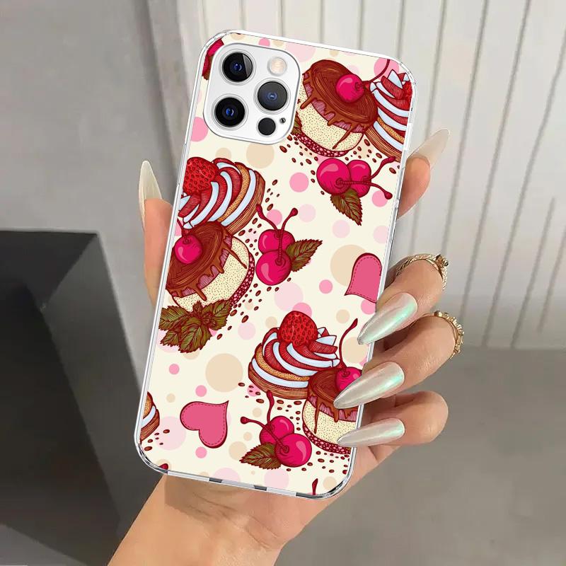 Чехол для телефона Macaron Ice Cream Cake Doughnut для Iphone 17 Air 16 15 Plus 14 13 Mini 12 11 Pro Max 16E 7 8 SE 2020 Мягкий Funda Prin