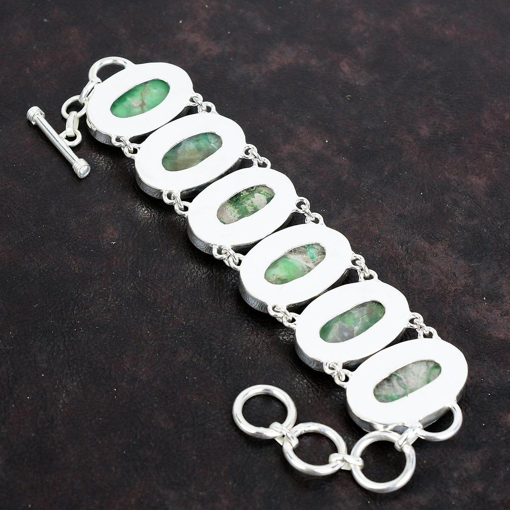 Браслет из варисцита, браслет из настоящего драгоценного камня, ручная работа, совершенно новые ювелирные изделия, браслет из стерлингового серебра 925 пробы, регулируемый браслет-цепочка, подарки для него