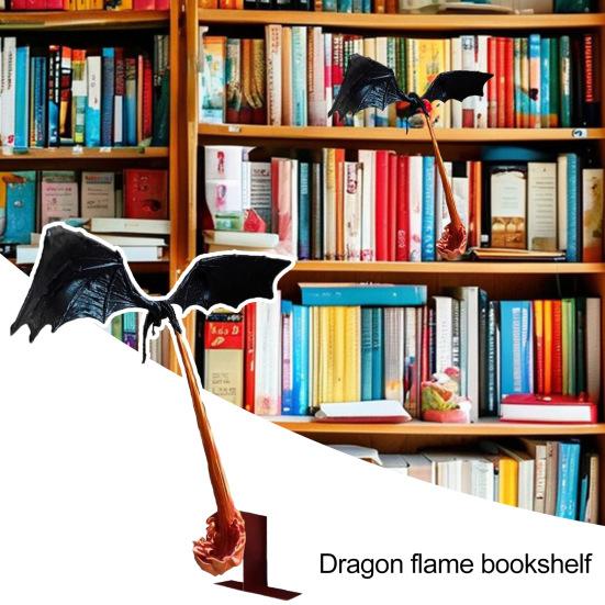 Книжный уголок с драконом и пламенем, готический летающий дракон, книжный держатель, скульптура, вставка для книжной полки, украшение, орнамент
