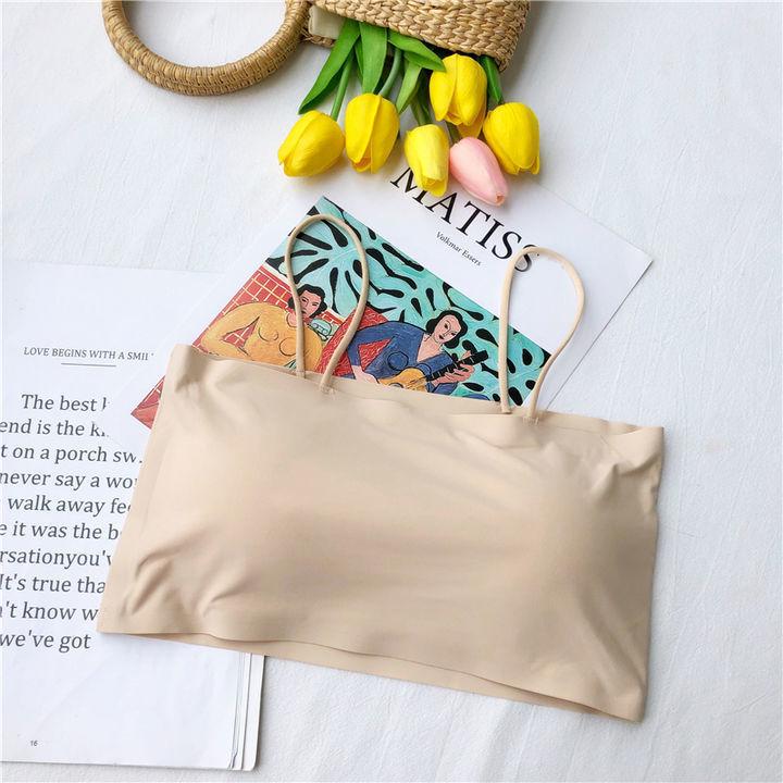 Korean Style Summer Ice Silk Camisole with Chest Pad - Anti-Exposure Sports Vest for Students