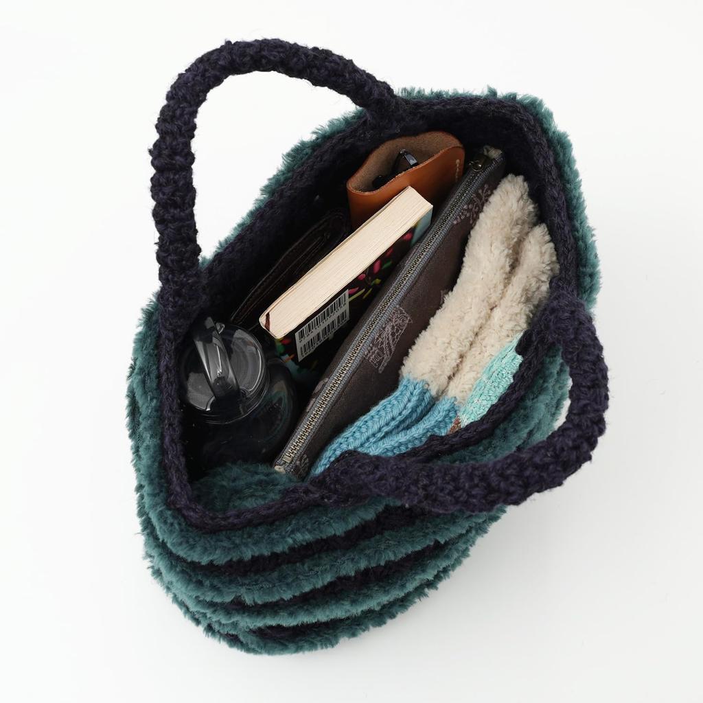 Набор для вязания из необработанной шерсти Сумка с меховой отделкой #17-6 (военно-морской флот)