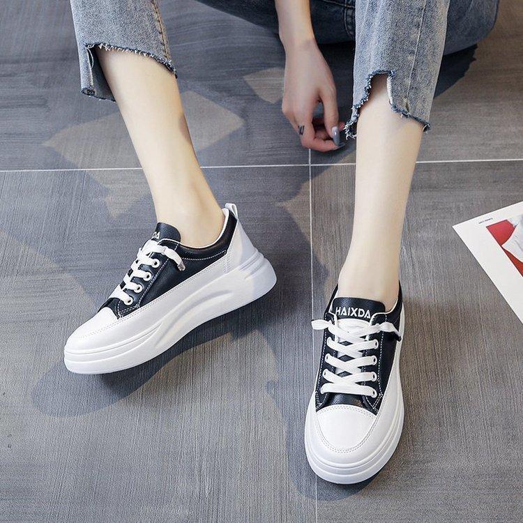 Sports Shoes Women's Rubber Pu Muffin Bottom Autumn New Casual Lace-up Shoes Women's Wholesale