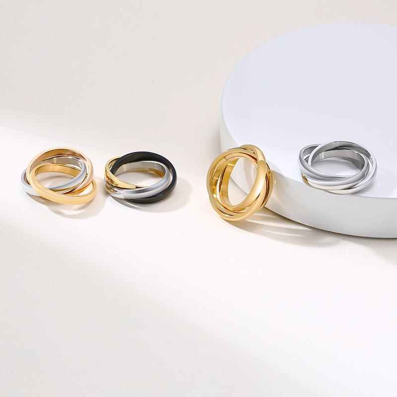 Love Faith Hope Triple Interlocked Engagement Rings for Women Stainless Steel Wedding Promise Gift