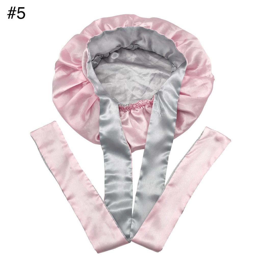 Long Tie Satin Hat Woman Fashion Sleeping Hair Bonnet Double Layer Braids Bonnets