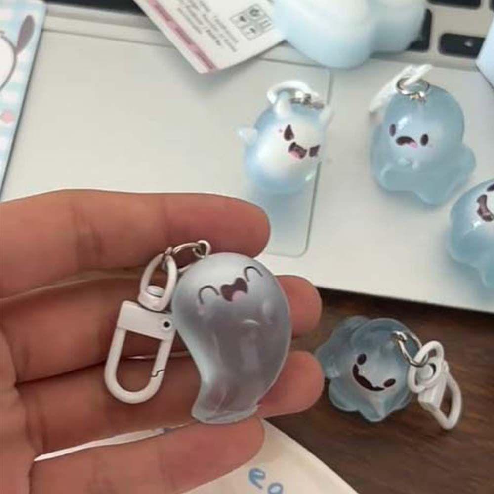 Car Keychains Luminous Keychain Halloween Resin Keychain Funny Jelly Ghost Keychain Men