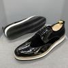 Fashion Men's British Style Classic Business Casual Shoes Patent Leather Suede Wingtip Brogue Oxfords Black Flat Fashion Footwear
