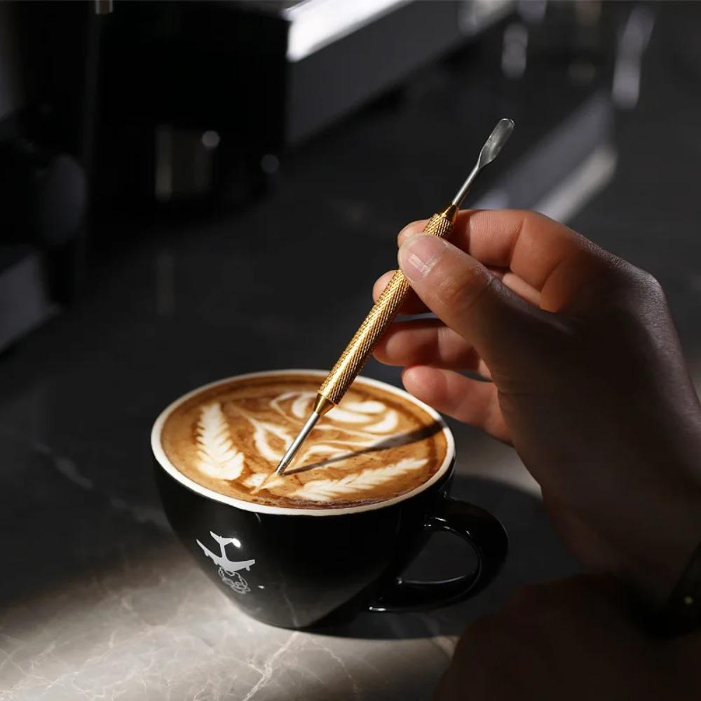 Stainless Steel Coffee Latte Art Needle Non-slip Handle Carved Stick Latte Art Pen Barista