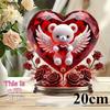 Charming Heart-shaped Crystal Bear, 2D Flat Acrylic, Ornament, Suitable for Living Room, Office, Anniversary, Gift, Wedding, Christmas, Halloween
