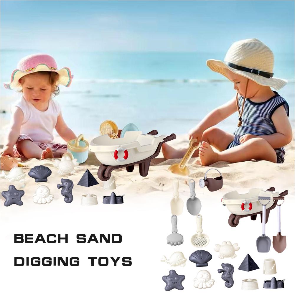 Пляжные игрушки для игры с песком Мультяшные Легкие Пляжные 17/18/19 шт Ведро Детские Пляжные Моранди F R7X2