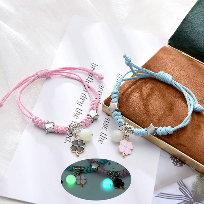 2Pcs Luminous Bracelet For Couple Fashion Best Friends Adjustable Bracelets Lover Friendship Braided Bracelet