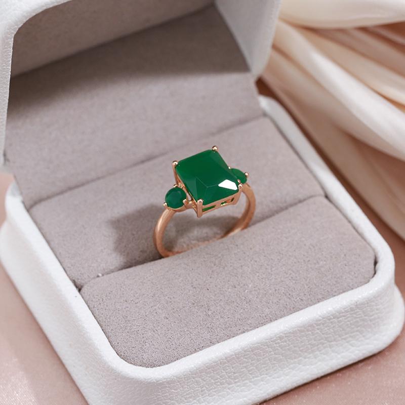 Винтажные женские кольца Kinel с квадратным темно-зеленым кубическим цирконом