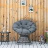 360 degrees Swivel Rattan Moon Bowl Chair Round Lounge Garden Wicker Basket Seat with Padded Cushion Oversized for Outdoor Indoor, Grey