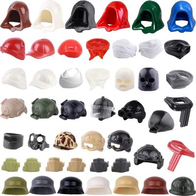 MOC Вторая мировая война Военные строительные блоки Аксессуары Фигурка Солдат Ниндзя Шлем Игрушка Шляпа Мини Кирпич Шарф Маска Наколенники Подарок Игрушки X027