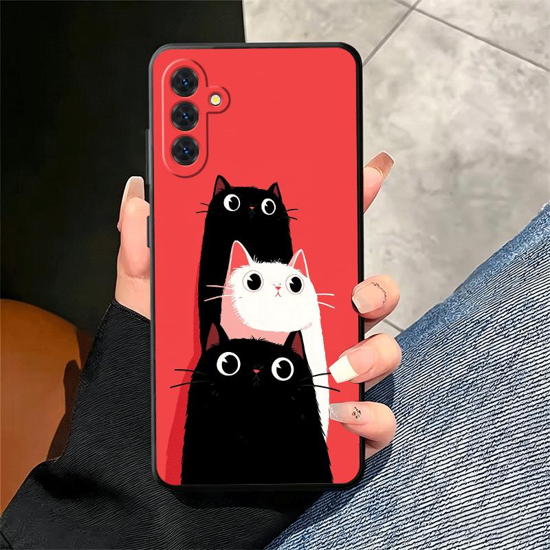 Кошка Милый Котёнок Мультяшный Мягкий Чехол для Телефона для Samsung A17 A37 A57 A16 A26 A36 A56 A15 A25 A35 A55 A14 A24 A34 A54 A13 A23 A33 A53