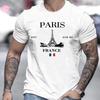 Paris Print Men's Crew Neck Fashionable Summer Spring Athletic Style Comfort Fit T-Shirt Short Sleeve Sports Comfortable T-shirt