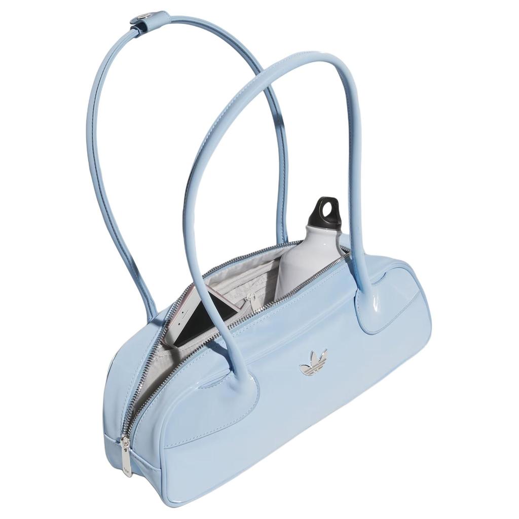 New Adidas Originals Matte Velour Polyurethane Baguette Bag Shoulder Bag Women's Blue KE4016