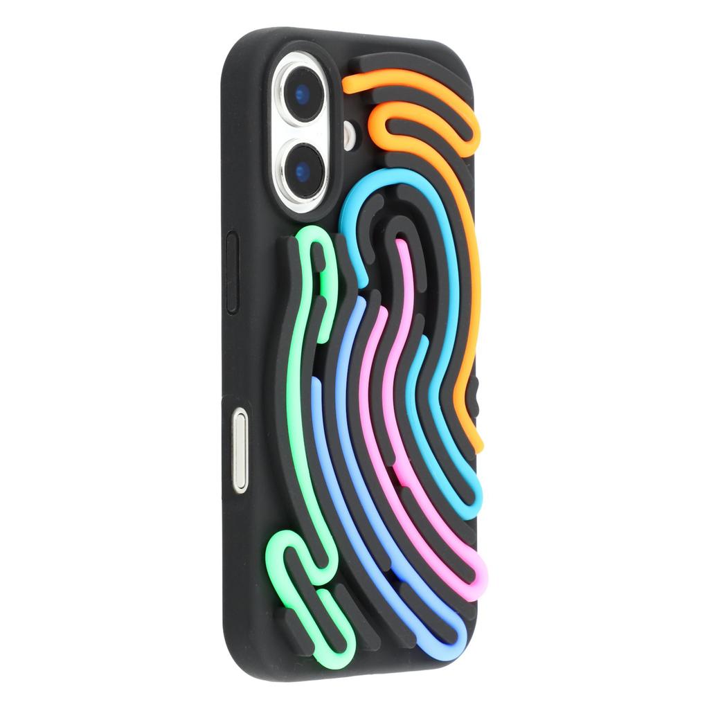 For iPhone 16 Case 3D Stress Relief DIY Colorful Bar Silicone PC Phone Cover Arc Stripe