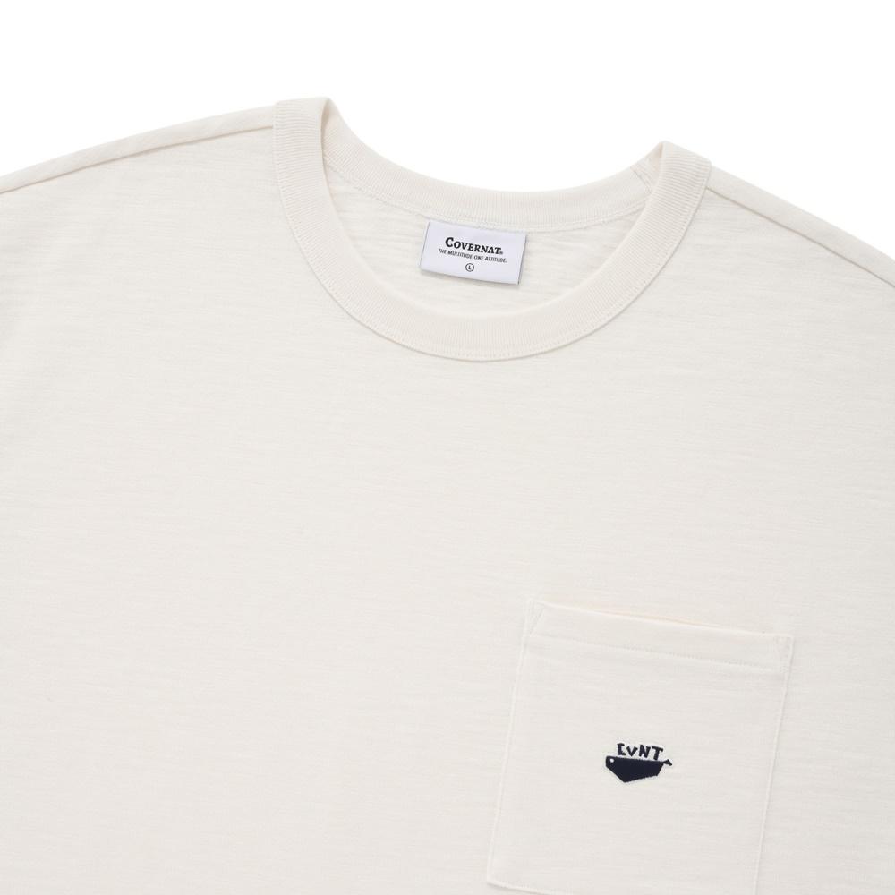 COVERNAT Whale Logo Slub T-Shirt Ecru