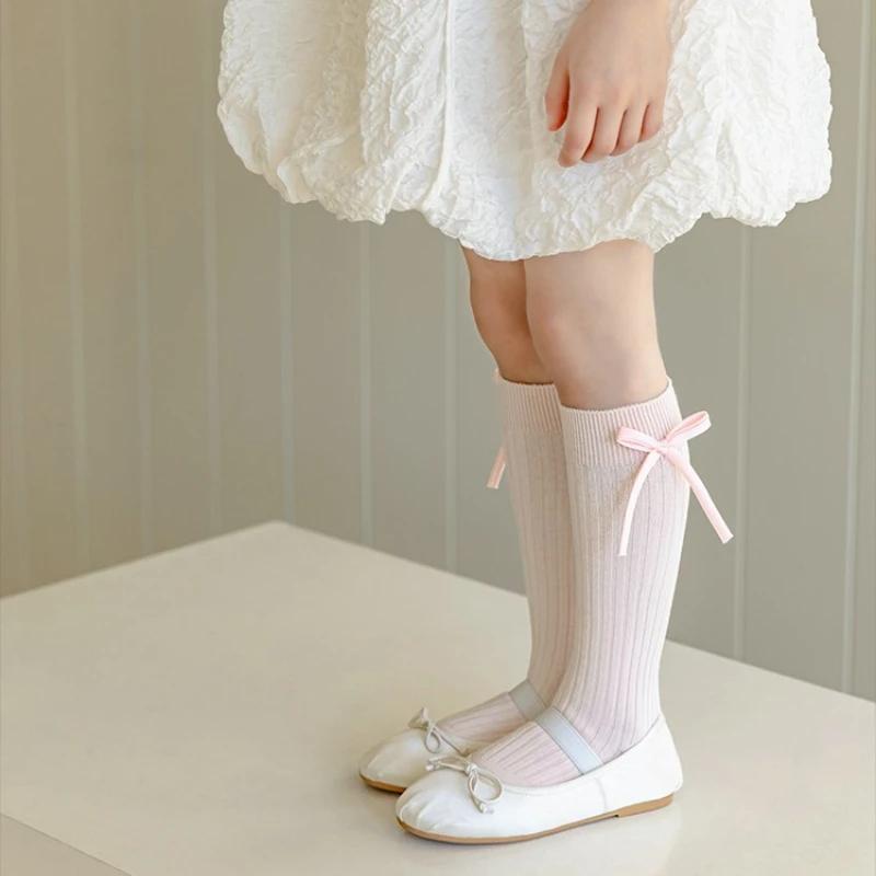 1 пара милых детских носков принцессы для девочек, милые носки с бантом конфетного цвета для детей, мягкие хлопковые модные весенне-осенние школьные носки