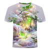 2024 Summer New Flower Scenery 3D Digital Printed Short Sleeve Outfit Slim Fit Cool Men's and Women's T-Shirts