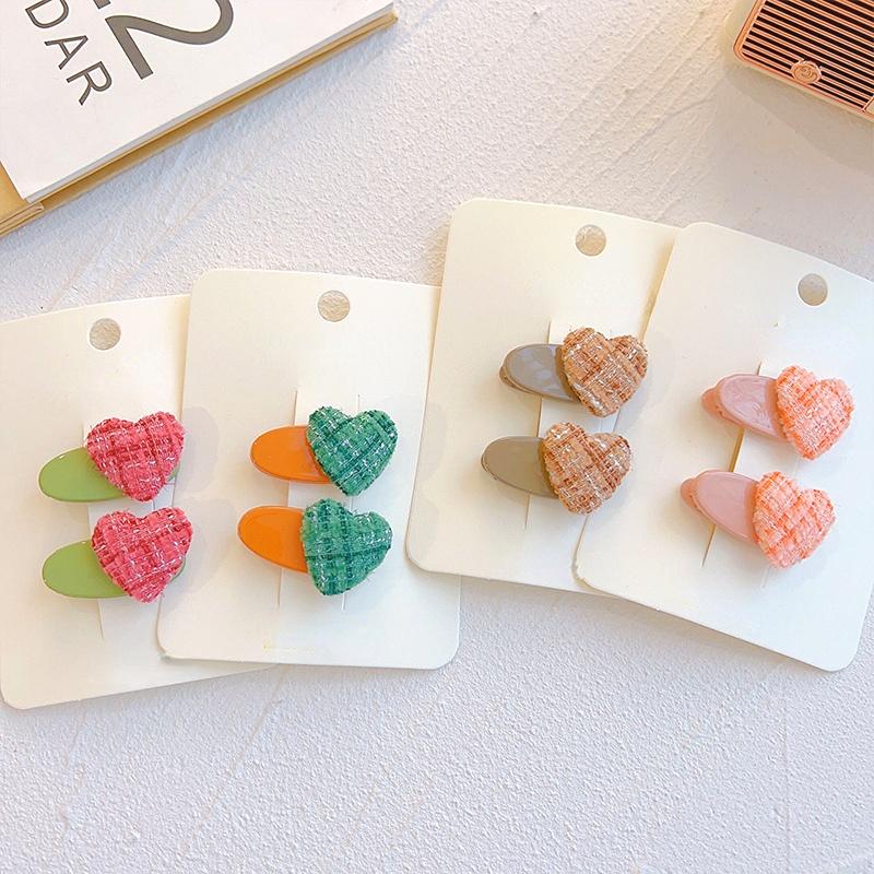 2 шт., детские заколки для волос, милые заколки в стиле сердечек для маленьких девочек, Kawaii, детская челка, боковая заколка, аксессуары для волос для маленьких девочек