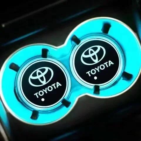 2PCS Car Water Cup Coaster Holder for Toyota Led Atmosphere Light Luminous For Corolla Camry RAV4 Prado Prius HRV CHR Avensis