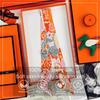 Brand Design Twill 100% Silk Scarf Luxury Print Flowers Scarf Women Foulard Skinny Bag Scarves New Hot Neckerchief Hair Headband