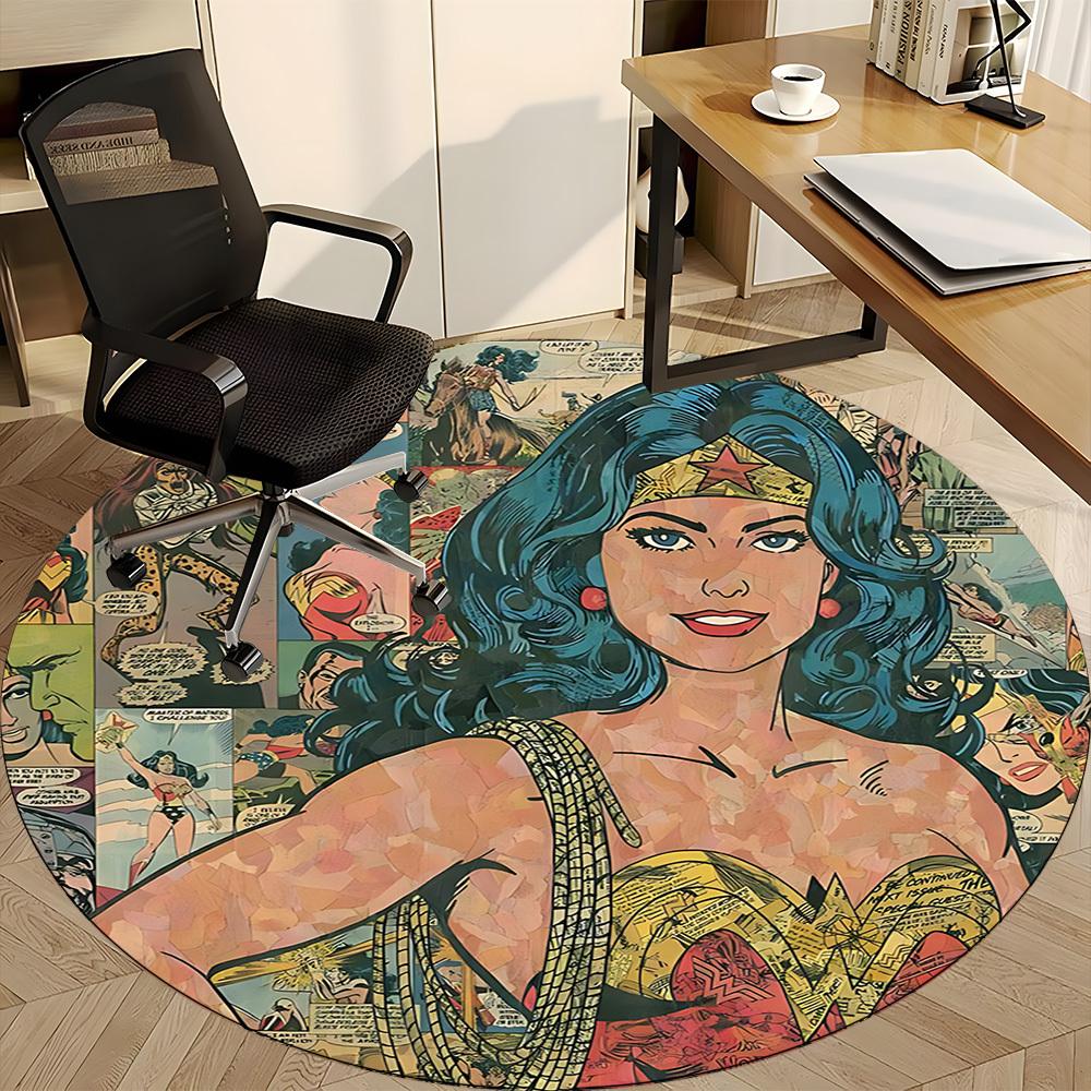 1 шт. Круглый ковер Wonder Woman Comics для офиса, под офисные стулья, спальни, гостиной, домашнего декора, декора комнаты, доступен в различных размерах