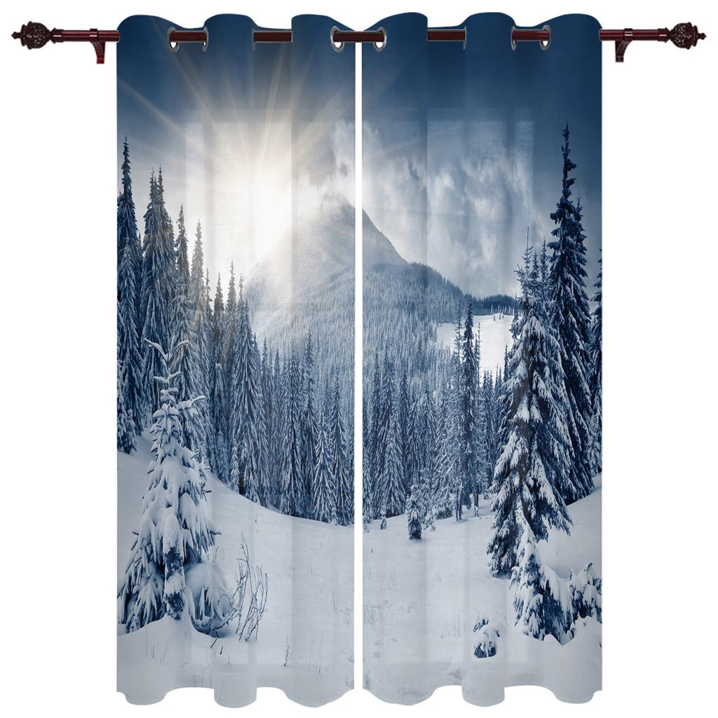 Шторы на окна со снежинками из соснового леса, роскошный декор для гостиной, рождественские шторы для спальни, кухни, оконные шторы