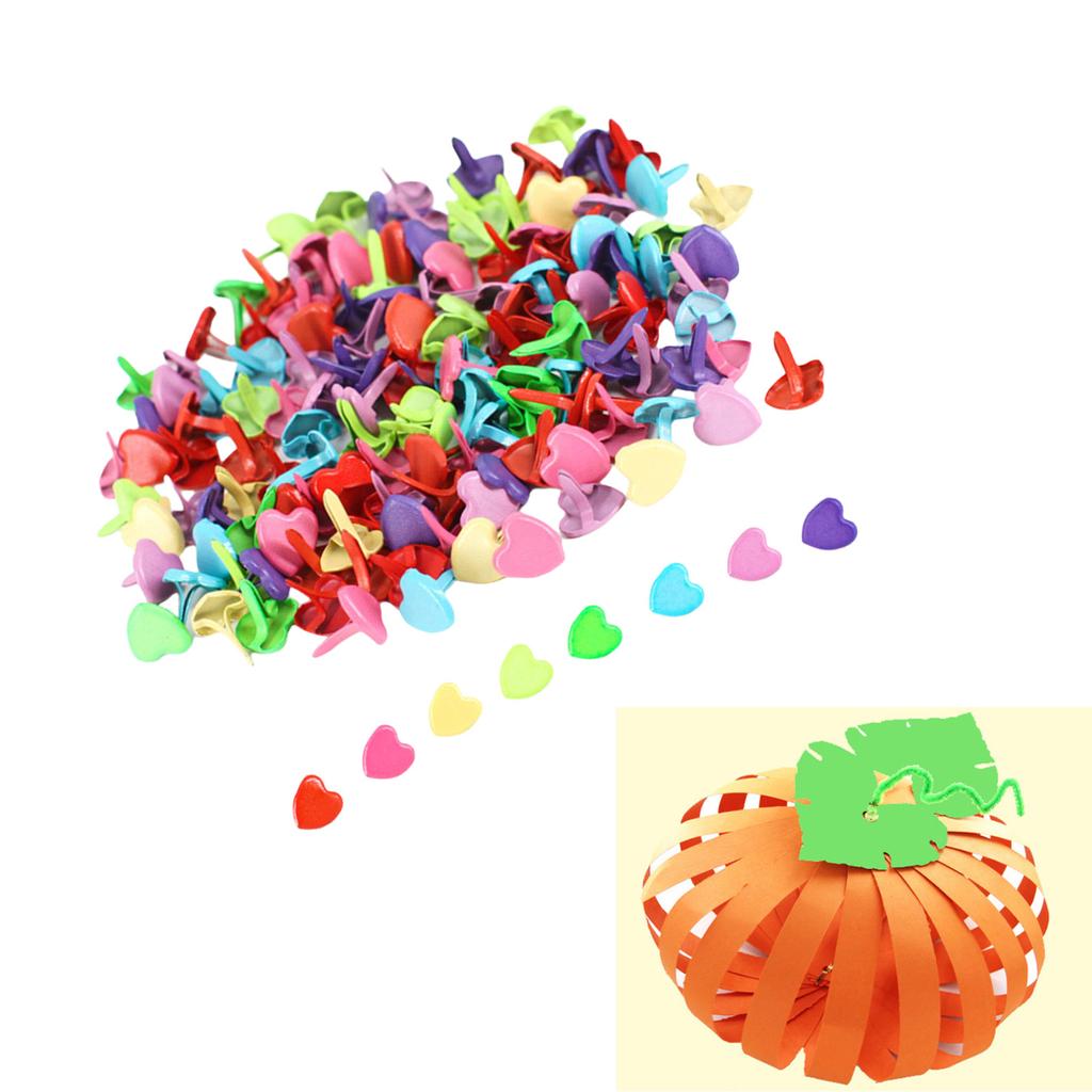 100Pcs Colored Split Pins Metal Paper Fasteners Round Brads Heart Brads Flower Brads Scrapbooking Brads for Paper Craft