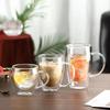 Двухслойная прозрачная стеклянная кофейная кружка с ручкой - Термоизолированная, из высокоборосиликатного стекла, идеально подходит для горячих или холодных напитков