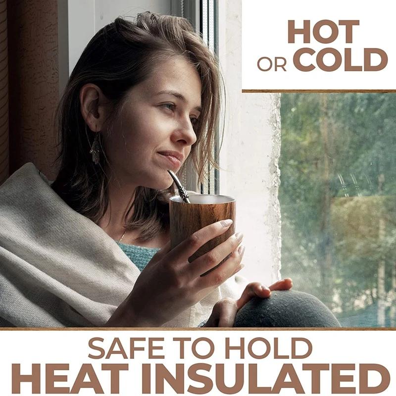 Набор чашек для чая из нержавеющей стали Yerba из тыквы для кофе, 12 унций, двухстенная вода для мате с крышкой, 1 соломинка-бомбилья, фильтр-ложка и щетка