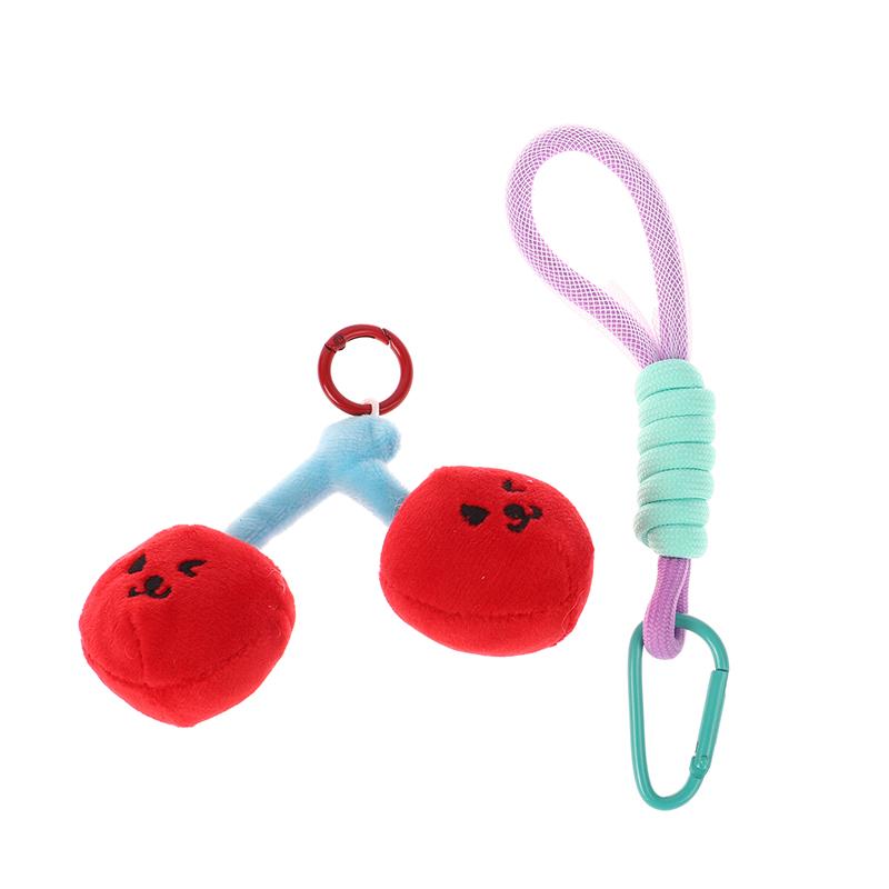 1Pc Cute Plush Cherry Keychains Funny Expression Car Keys Keychains Korean Style