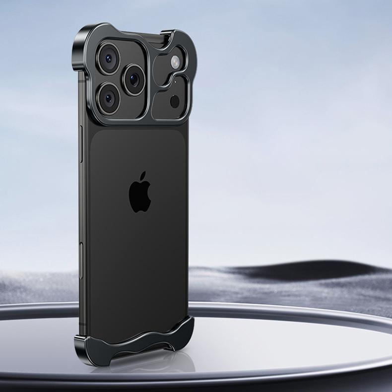 Металлический неровный бампер из титанового сплава для iPhone 17 16 15 14 13 12 Pro Max 15 Plus с угловыми накладками, защитной пленкой для объектива, чехол-фунда