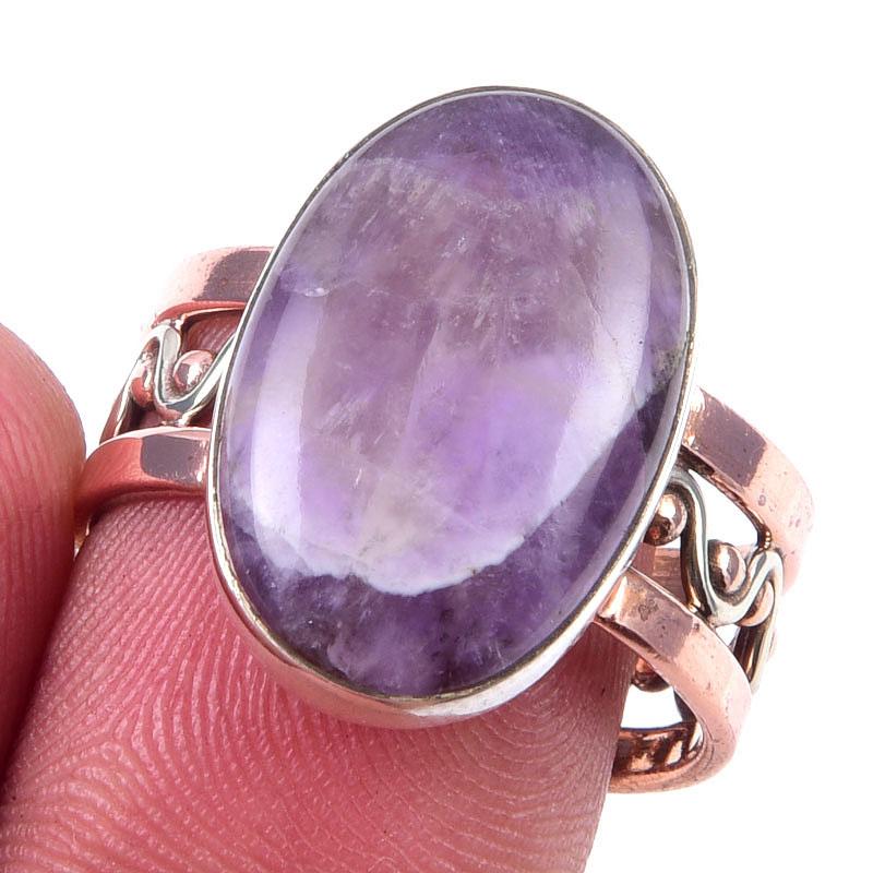 Natural Tiffany Stone Gemstone 925 Sterling Silver Two Tone Ring Size 8.5 v5U46