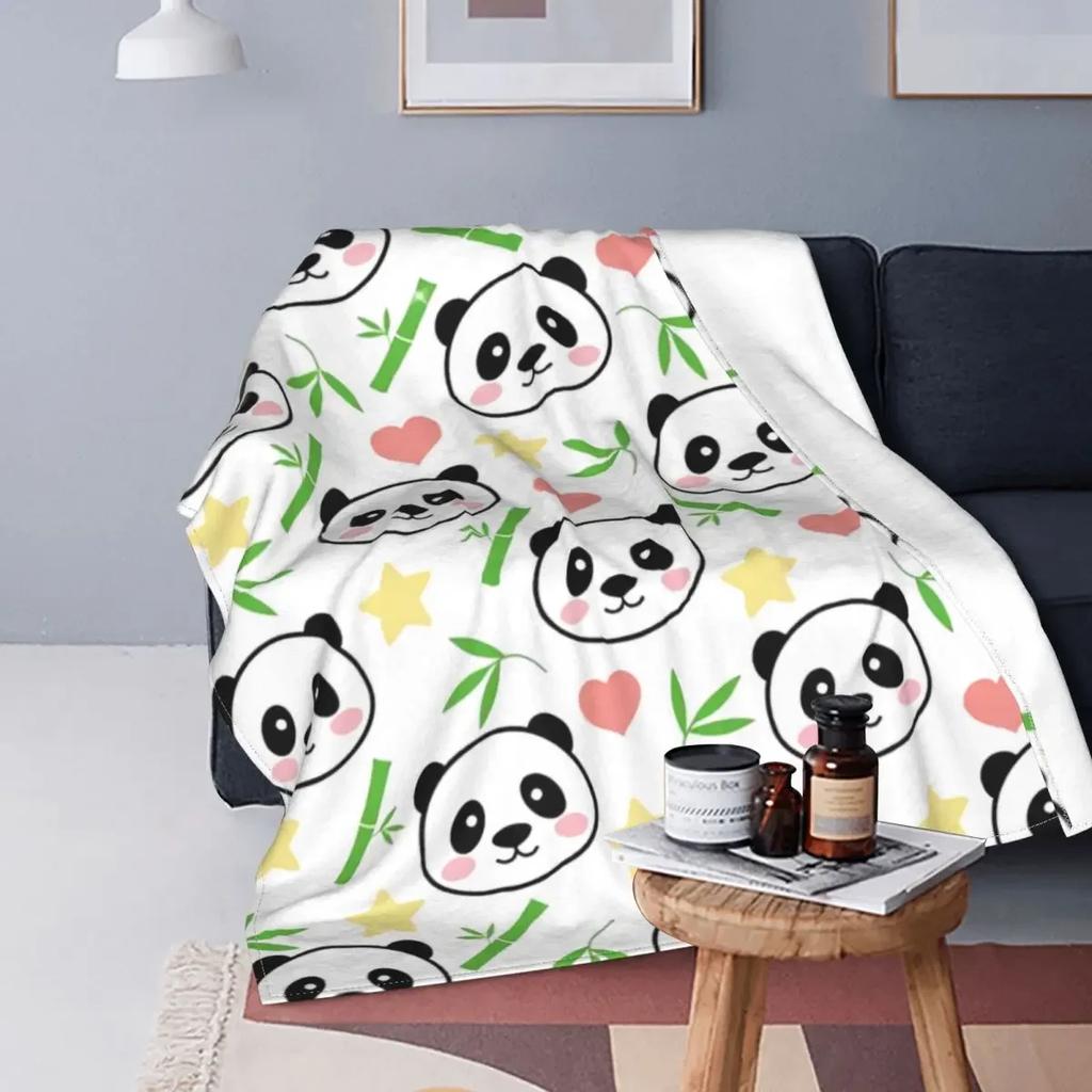 Panda Throw Blanket Gifts for Girls Boys Soft Warm Fleece Flannel Plush Blanket Lovely Cute Panda Blankets for Bed Sofa Couch